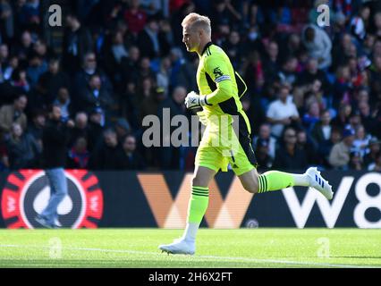 LONDRES, ANGLETERRE - 3 OCTOBRE 2021 : Kasper Schmeichel de Leicester photographié avant le match de la première League 7 de 2021-22 entre Crystal Palace FC et Leicester City FC à Selhurst Park.Copyright: Cosmin Iftode/Picstaff Banque D'Images