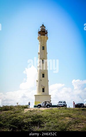 Le phare de Californie est un phare situé à Hudishibana près de la plage d'Arashi, à l'extrémité nord-ouest d'Aruba. Banque D'Images