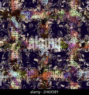 Imprimé camouflage géométrique exotique multicolore de boho.Motif de répétition détaillé pour le sol sombre automnal sans couture. Banque D'Images
