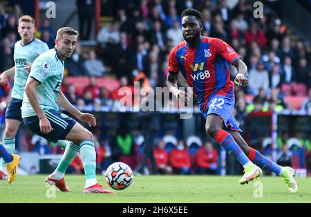 LONDRES, ANGLETERRE - 3 OCTOBRE 2021 : Odsonne Edouard de Palace photographié lors du match de la première ligue 7 2021-22 entre Crystal Palace FC et Leicester City FC à Selhurst Park.Copyright: Cosmin Iftode/Picstaff Banque D'Images