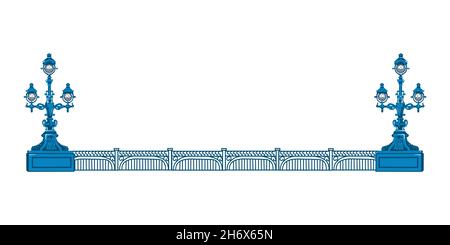 Saint-Pétersbourg, Russie, Landmark, Trinity Bridge, pont Kirov,Nuits blanches, pont avec lanternes Illustration de Vecteur