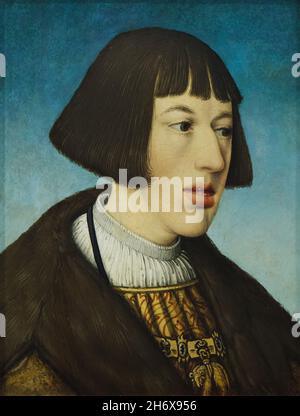 Portrait de l'archiduc Ferdinand par le peintre allemand de la Renaissance Hans Maler zu Schwaz (1521) exposé à l'exposition spéciale du Musée du Belvédère à Vienne, Autriche.L'archiduc Ferdinand d'Autriche fut connu plus tard comme le Saint empereur romain Ferdinand I. l'exposition intitulée "l'âge de Dürer" et consacrée à l'Autriche à la porte de la Renaissance s'étend jusqu'au 22 janvier 2022. Banque D'Images