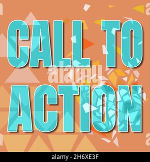 Affichage conceptuel appel à l'action.L'exhortation conceptuelle de photo faire quelque chose dans l'ordre atteindre l'objectif avec le problème coloré image de fond d'écran, chatter Banque D'Images
