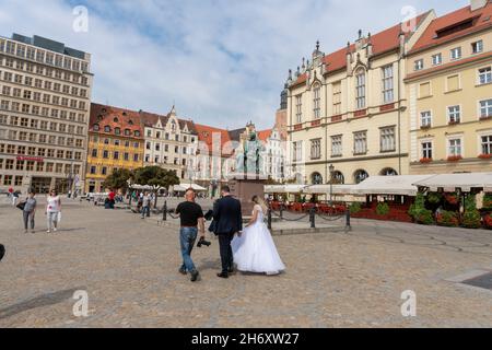 Breslavia, Wroclaw, Pologne - place du marché Banque D'Images