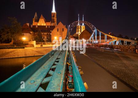 Breslavia, Wroclaw, Pologne - Pont Tumski Banque D'Images