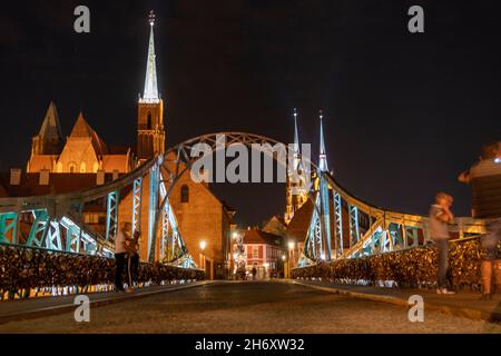 Breslavia, Wroclaw, Pologne - Pont Tumski Banque D'Images