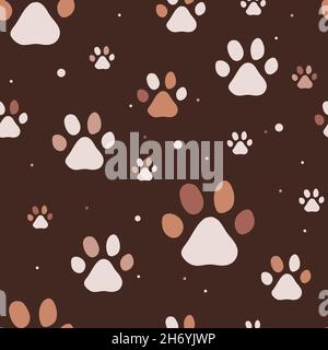 Motif sans couture pour pattes de chat.Patte de chat.Pattes pour chiens.Couleurs de boho.Illustration du concept plat Banque D'Images