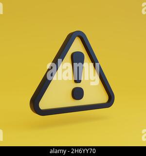 Attention ou avertissement.Signe triangulaire alerte, attention, sécurité, danger.Illustration du rendu 3D. Banque D'Images