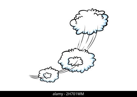 Effet de vitesse de bande dessinée avec les nuages.Comiques avec lignes de trace de mouvement.Illustration vectorielle isolée sur fond blanc Illustration de Vecteur