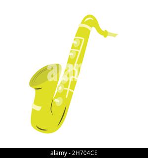 Icône saxophone.Instruments de musique pour le jazz.Illustration vectorielle plate isolée sur fond blanc. Illustration de Vecteur