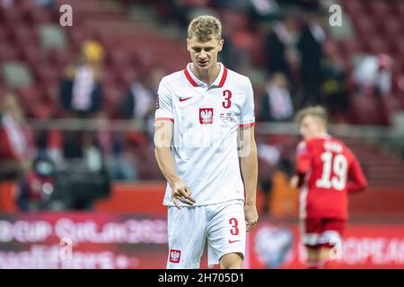 Varsovie, Pologne.15 novembre 2021.Pawel Dawidowicz, de Pologne, vu lors de la coupe du monde de la FIFA 2022, match de qualification Qatar entre la Pologne et la Hongrie au stade PGE Narodowy.Score final; Pologne 1:2 Hongrie.Crédit : SOPA Images Limited/Alamy Live News Banque D'Images