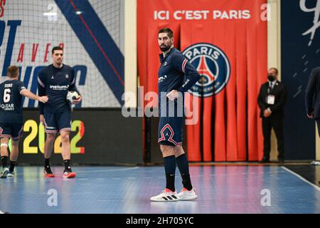 Nikola Karabatic du PSG lors du match de handball de la phase du groupe de la Ligue des champions de l'EHF entre Paris Saint-Germain et le FC Porto le 18 novembre 2021 au stade Pierre de Coubertin à Paris, France - photo Victor Joly / DPPI Banque D'Images