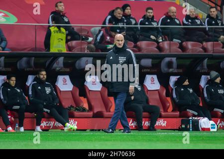 Varsovie, Pologne.15 novembre 2021.Marco Rossi entraîneur de Hongrie vu lors de la coupe du monde de la FIFA 2022 Qatar qualifiant match entre la Pologne et la Hongrie au PGE Narodowy Stadium.Score final; Pologne 1:2 Hongrie.(Photo de Mikolaj Barbanell/SOPA Images/Sipa USA) crédit: SIPA USA/Alay Live News Banque D'Images