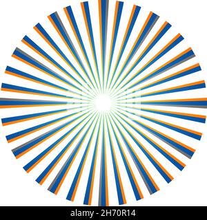 Cercle abstrait avec élément géométrique de conception de rayons se chevauchant.Forme de conception de lignes circulaires, radiales - illustration vectorielle de stock, clip-art Illustration de Vecteur