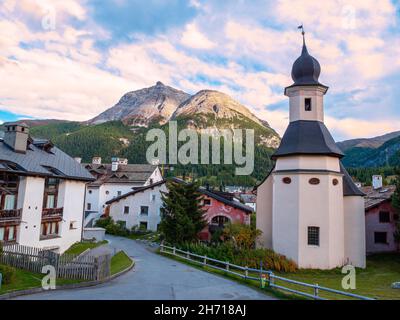 La Punt, Suisse - 29 septembre 2021 : la Punt est une commune suisse du district de Maloja dans le canton de Graubunden. Banque D'Images