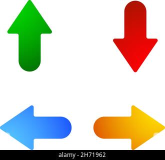 4 directions flèches, pointeurs, curseurs formes - illustrations vectorielles, graphiques clip-art Illustration de Vecteur