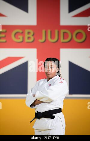 Nekoda Smythe Davis au centre de formation du Judo Centre of Excellence le 20 avril 2021 à Walsall, au Royaume-Uni.Photo de Sam Mellish Banque D'Images