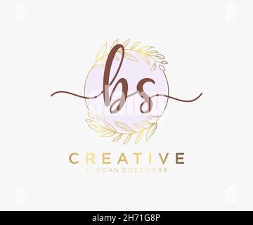 Logo féminin BS.Utilisable pour les logos nature, salon, Spa, cosmétique et Beauté.Elément de modèle de logo Flat Vector. Illustration de Vecteur