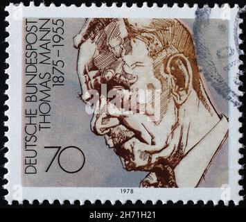 Portrait de Thomas Mann sur timbre-poste allemand Banque D'Images