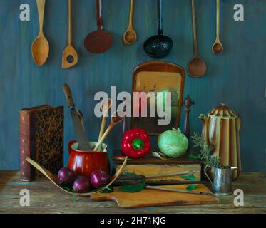 nourriture de style vintage, cuisine et cuisine encore vie, film de diapositives vintage style de couleur Banque D'Images