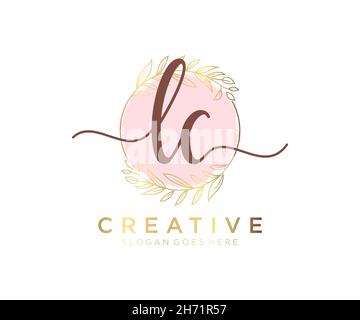 Logo LC féminin.Utilisable pour les logos nature, salon, Spa, cosmétique et Beauté.Elément de modèle de logo Flat Vector. Illustration de Vecteur