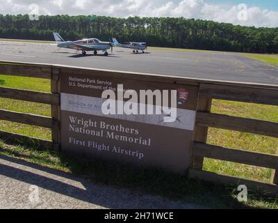 Premier Airstrip de vol au Wright Brothers National Memorial à Kill Devil Hills, Caroline du Nord, États-Unis, 2021 © Katharine Andriotis Banque D'Images