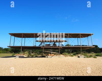 17 décembre 1903 sculpture en bronze de Stephen H. Smith au Wright Brothers National Memorial à Kill Devil Hills, Caroline du Nord, États-Unis, 2021, © Kath Banque D'Images