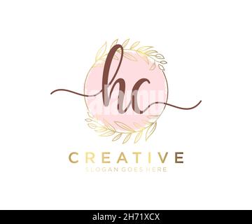 Logo HC féminin.Utilisable pour les logos nature, salon, Spa, cosmétique et Beauté.Elément de modèle de logo Flat Vector. Illustration de Vecteur