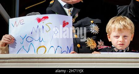 Monaco ville, Monaco.19 novembre 2021.Le Prince Jacques de Monaco au Palais princier de Monaco-ville, le 19 novembre 2021, à l'occasion de la célébration de la Journée nationale Monacos crédit: Albert Nieboer/pays-Bas OUT/point de vue OUT/dpa/Alay Live News Banque D'Images