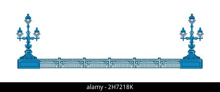 Saint-Pétersbourg, Russie, Landmark, Trinity Bridge, pont Kirov,Nuits blanches, pont avec lanternes Illustration de Vecteur