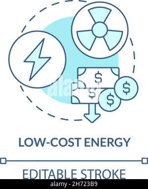 Icône de concept bleu d'énergie à faible coût Illustration de Vecteur
