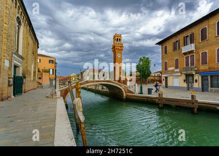 Murano, vue sur la Tour de l'horloge Banque D'Images