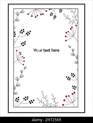 Cadre noir et blanc vectoriel avec herbes Illustration de Vecteur