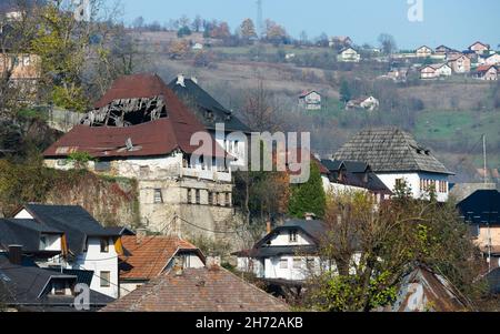 Ancienne maison dans la vieille ville de Jajce (Bosnie-Herzégovine) Banque D'Images