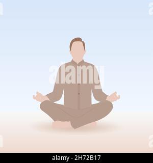 Homme pratiquant le yoga en position verticale assise en position lotus.Image vectorielle, redimensionnable, fond transparent, enregistrée dans des calques avec la possibilité de r facilement Illustration de Vecteur