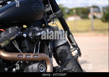 Black Harley Davidson Fatbob Banque D'Images