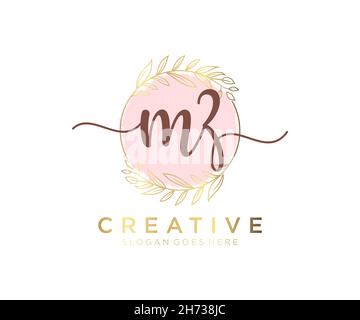 Logo MZ féminin.Utilisable pour les logos nature, salon, Spa, cosmétique et Beauté.Elément de modèle de logo Flat Vector. Illustration de Vecteur