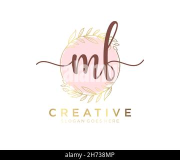 Logo MF féminin.Utilisable pour les logos nature, salon, Spa, cosmétique et Beauté.Elément de modèle de logo Flat Vector. Illustration de Vecteur