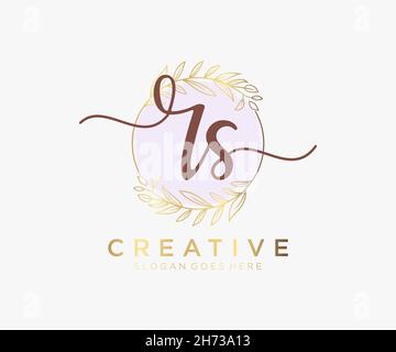 Logo RS féminin.Utilisable pour les logos nature, salon, Spa, cosmétique et Beauté.Elément de modèle de logo Flat Vector. Illustration de Vecteur