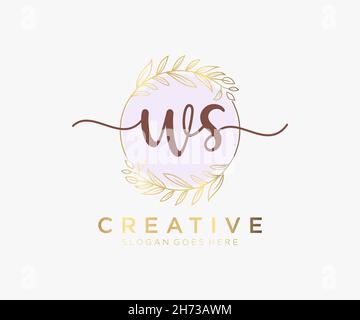 Logo WS féminin.Utilisable pour les logos nature, salon, Spa, cosmétique et Beauté.Elément de modèle de logo Flat Vector. Illustration de Vecteur