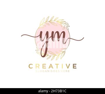 Logo YM féminin.Utilisable pour les logos nature, salon, Spa, cosmétique et Beauté.Elément de modèle de logo Flat Vector. Illustration de Vecteur