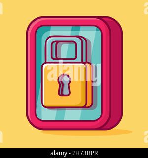 illustration vectorielle de dessin animé isolée avec verrouillage de smartphone dans un style plat Illustration de Vecteur