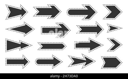 Ensemble plat noir avec écusson à rayures fléchées et motif moderne.Indicateur de direction branché.Tampon de concept de navigation.Modèle de couture mode.Guide de voyage simple en bandeau isolé sur fond blanc Illustration de Vecteur