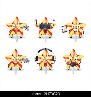 Star Candy personnage de dessin animé jouent à des jeux avec divers émoticônes mignons.Illustration vectorielle Illustration de Vecteur