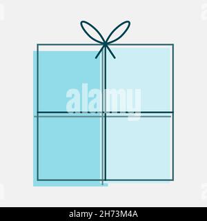Emballage d'origine sans décoration extérieure.Design bleu élégant.Ruban fin et noeud gracieux.L'apparence de la boîte-cadeau est visuellement attrayante, fiable et Illustration de Vecteur
