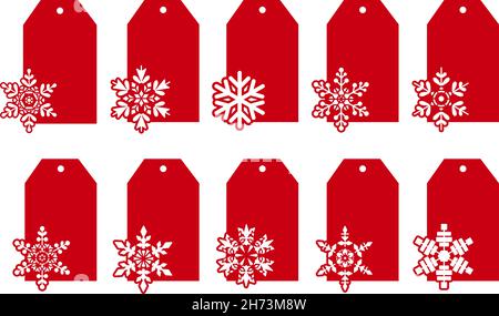 Étiquettes cadeau de Noël ou étiquettes cadeau avec flocons de neige.Éléments décoratifs vectoriels.Silhouettes d'étiquettes de prix réduits pour les soldes d'automne ou d'hiver.Balise Illustration de Vecteur