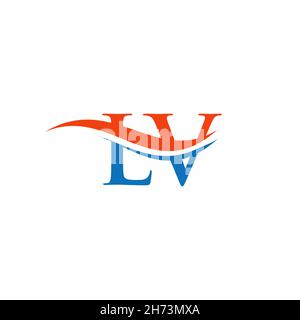 Modèle vectoriel de logo lié à la lettre LV initiale.Logo Swoosh lettre LV.Logo LV vecteur de conception Illustration de Vecteur