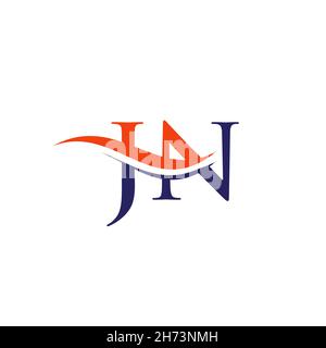 Modèle de vecteur de logo lié à une lettre JN initiale.Logo Swoosh lettre JN.LOGO JN vecteur Illustration de Vecteur