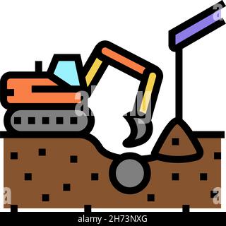 illustration vectorielle d'icône de tuyau d'excavation à partir du sol Illustration de Vecteur