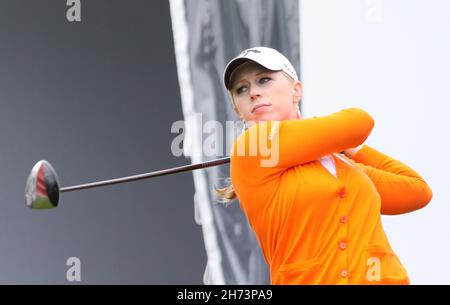 Evian, france, 22 juillet 2011 : dame golfeur en action aux maîtres d'Evian 2011 Banque D'Images